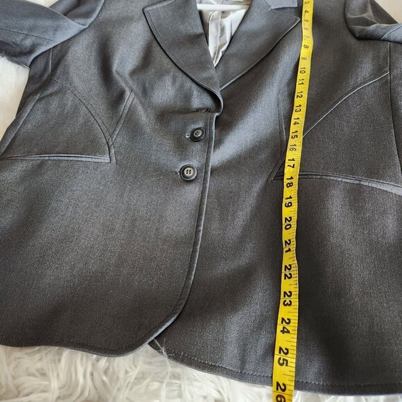 Tahari Blazer Women Size 16 Large Gray Stretch Knit 3 Buttons Modern Cut - Picture 7 of 13